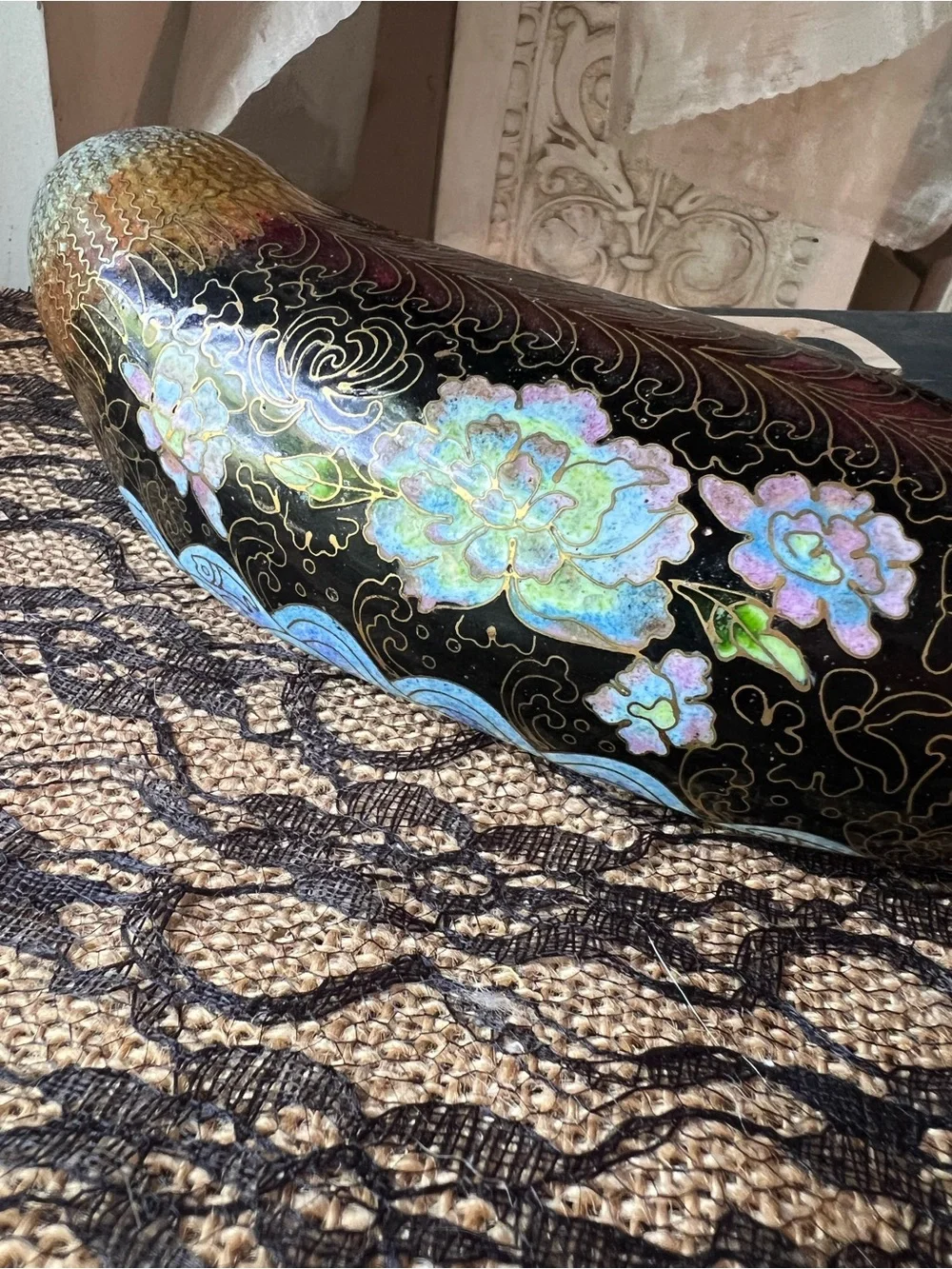 Gorgeous Vintage Cloisonne Seal Fish Figurine Hard to Find